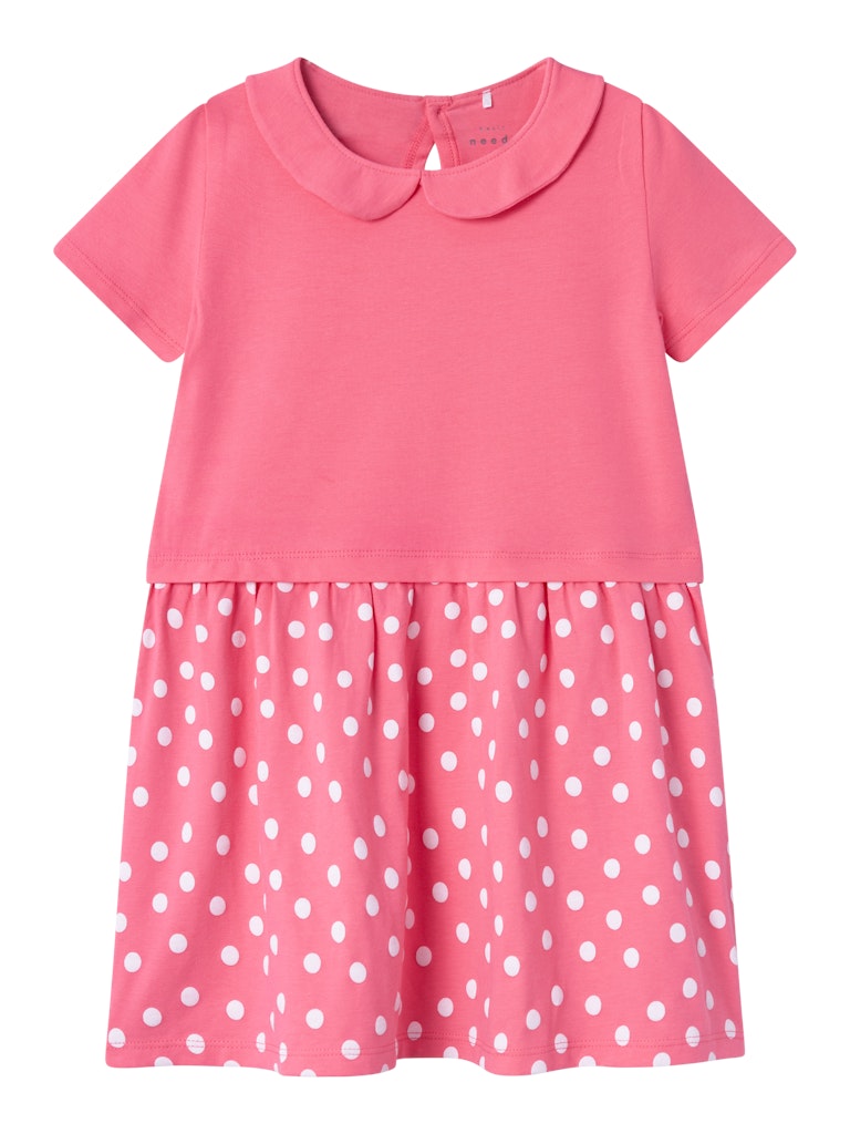 Name it Girls Short Sleeved Pink Polka Dot Dress