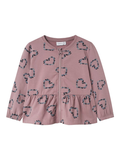 Name It Girl Zippy Sweat Cardigan with Peplum Hem