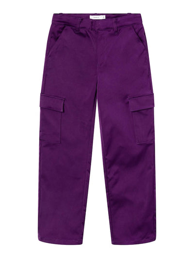 Name it Girls High Waist Twill Combat Pants - Purple