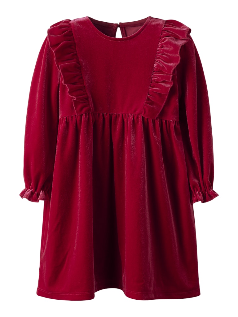 Name It Girls Long Sleeved Velvet Dress - Red