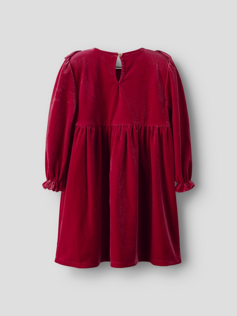 Name It Girls Long Sleeved Velvet Dress - Red