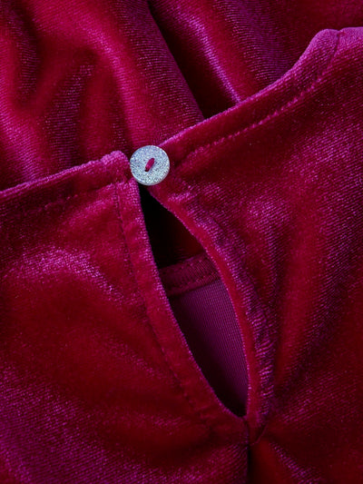 Name It Girls Long Sleeved Velvet Dress - Red