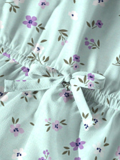 Name it Girls Floral Print Aqua Dress