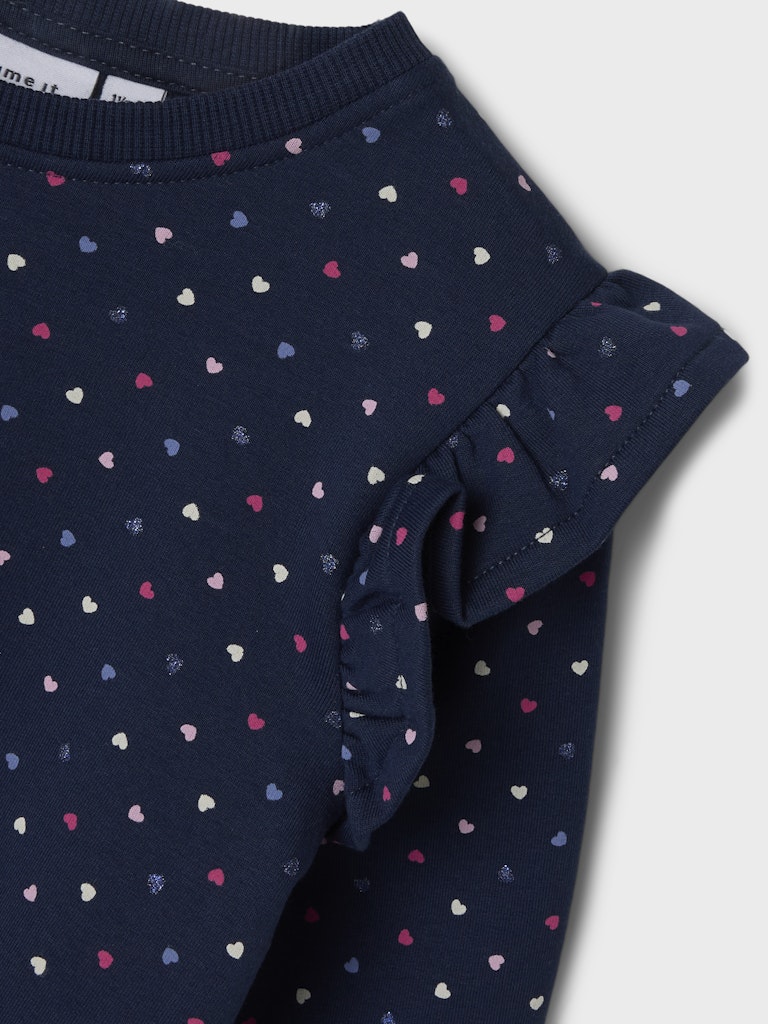 Name It Girls Heart Print Sweat Dress