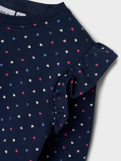 Name It Girls Heart Print Sweat Dress