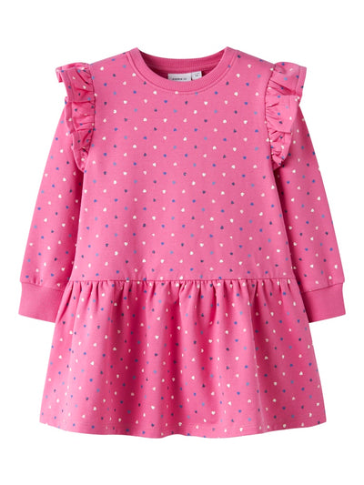 Name It Girls Heart Print Sweat Dress