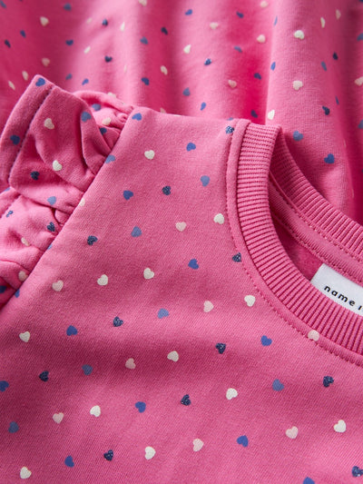 Name It Girls Heart Print Sweat Dress