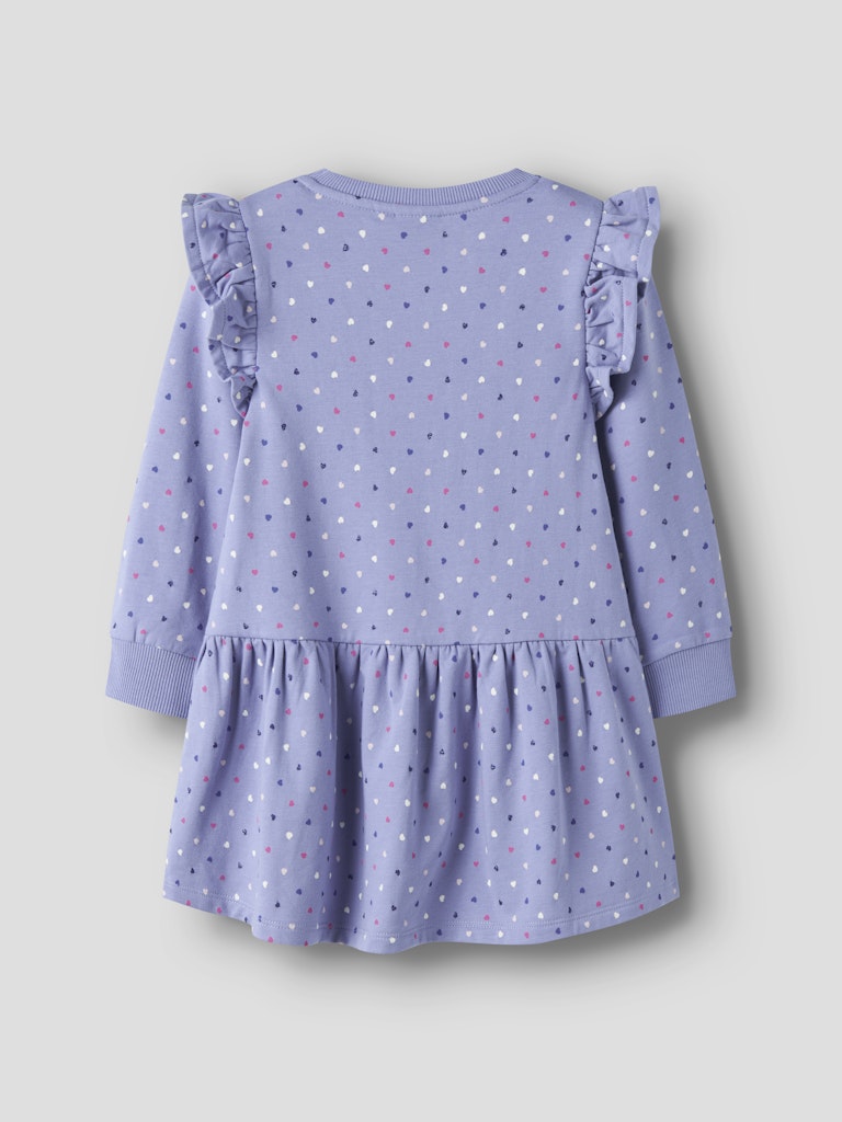 Name It Girls Purple Heart Print Sweat Dress