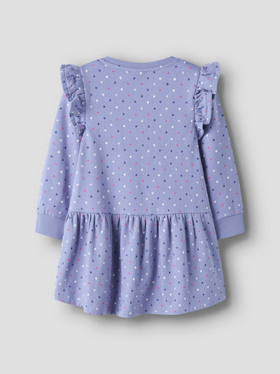 Name It Girls Purple Heart Print Sweat Dress