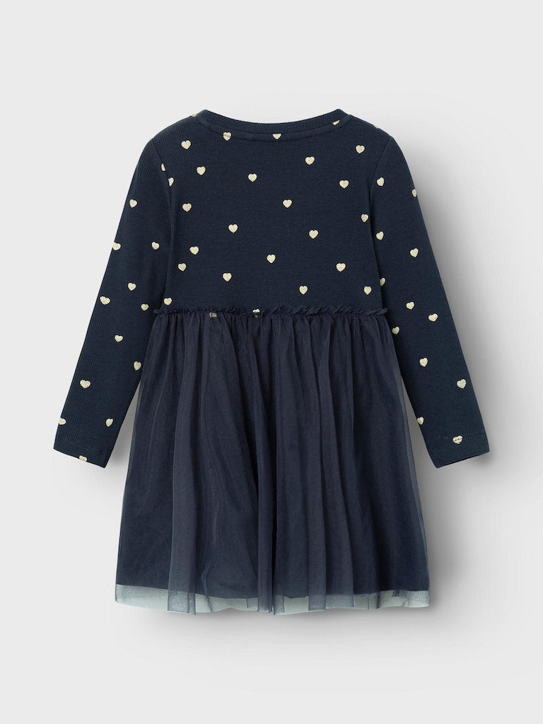 Girls Long Sleeved Dress with Tulle Skirt