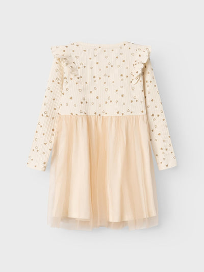 Name it Girls Tulle Dress with Gold Hearts