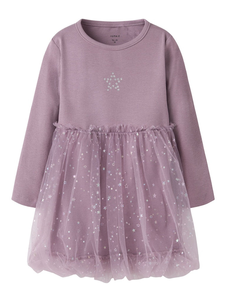Name it Girls Lilac Star Tulle Dress