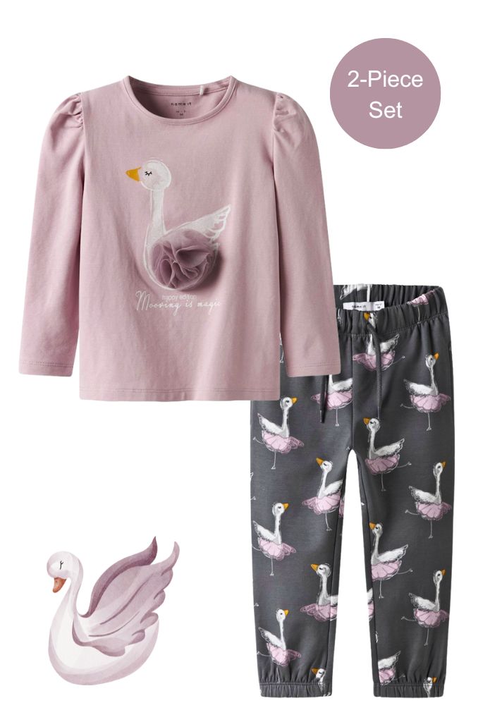 Name it Girls 2-Piece Swan Set - Lilac