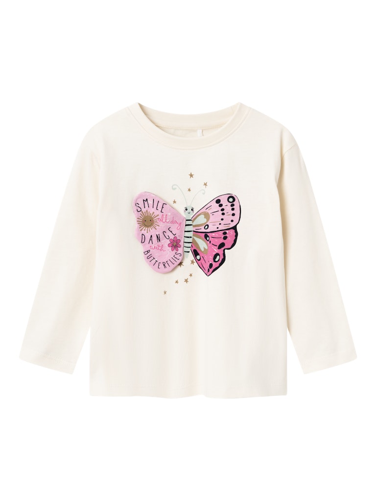 Name it Girls Long Sleeved Butterfly Top - Cream