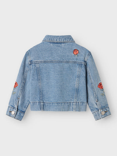 Name It Mini Girls Rose Embroidered Denim Jacket