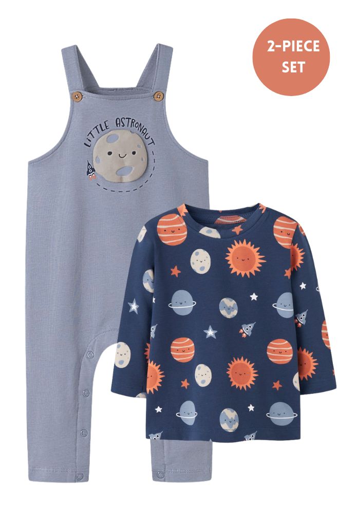 Name it Baby Boy 2-Piece Dungaree Set - Stars and Space