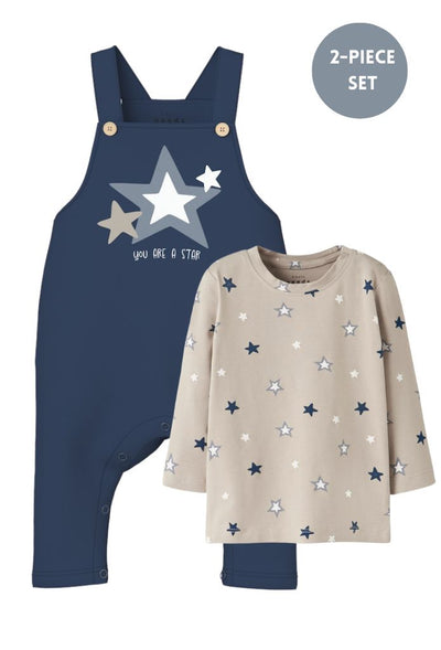 Name it Baby Boy 2-Piece Dungaree Set - Stars and Space