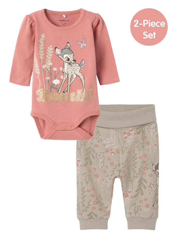 Baby Girl 2-Piece BAMBI Body Suit Set - Ash Rose