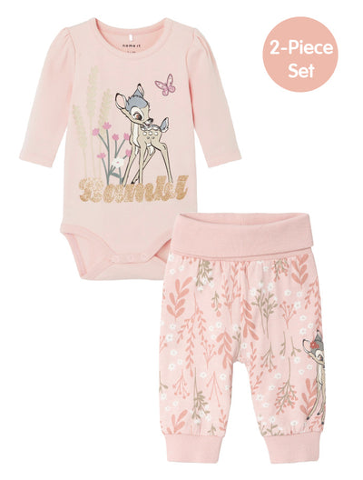 Baby Girl 2-Piece BAMBI Body Suit Set - Light Pink