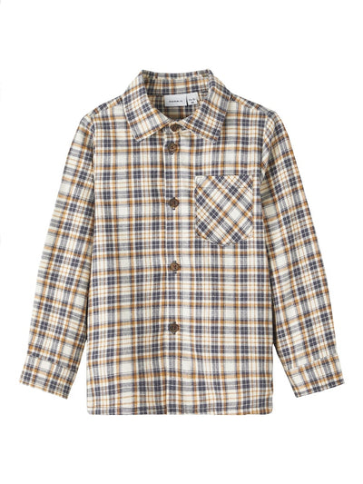 Name It Boys Cream & Tan Checked Shirt