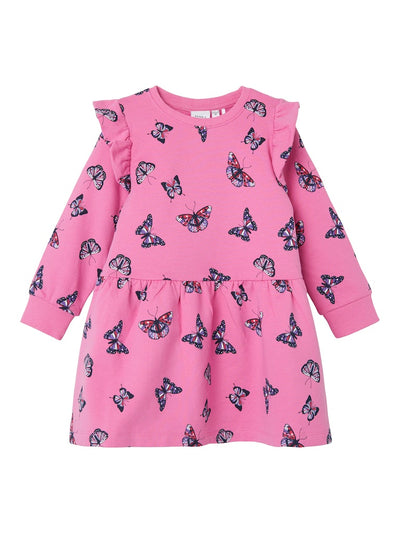 Name It Toddler Girl Butterfly Print Sweat Dress - Pink