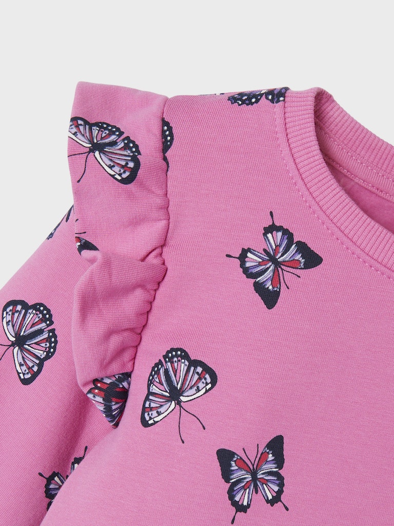 Name It Toddler Girl Butterfly Print Sweat Dress - Pink