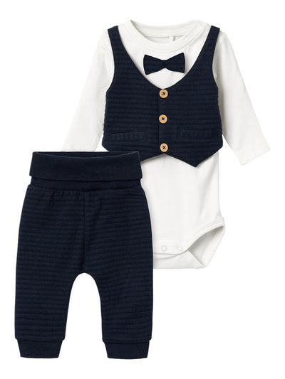 Name It Baby 3-Piece Set with Waistcoat, Trousers & Bow Tie