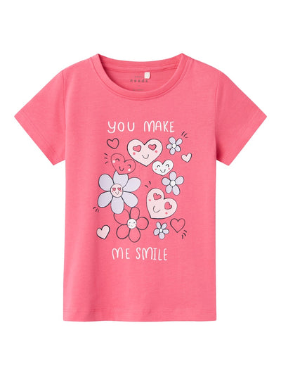 Name it Girls Short Sleeved Hearts \nd Flowers T-Shirt