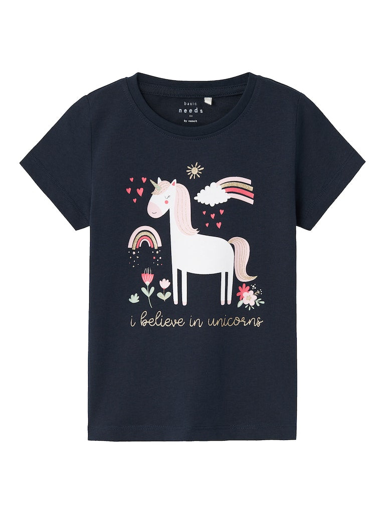 Name it Girls Short Sleeved Graphic Print Unicorn T-Shirt