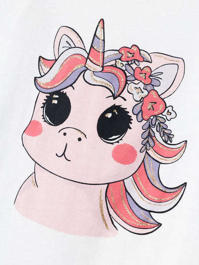 Name it Girls Short Sleeved Graphic Print Unicorn T-Shirt