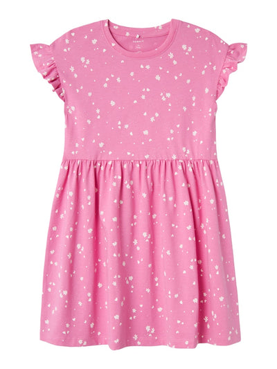 Name It Girls Frill Sleeve Summer Dress - Pink