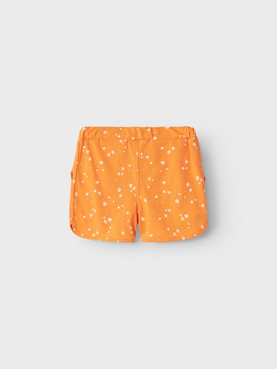 Name It Mini Girl Cotton Shorts - Orange/Navy
