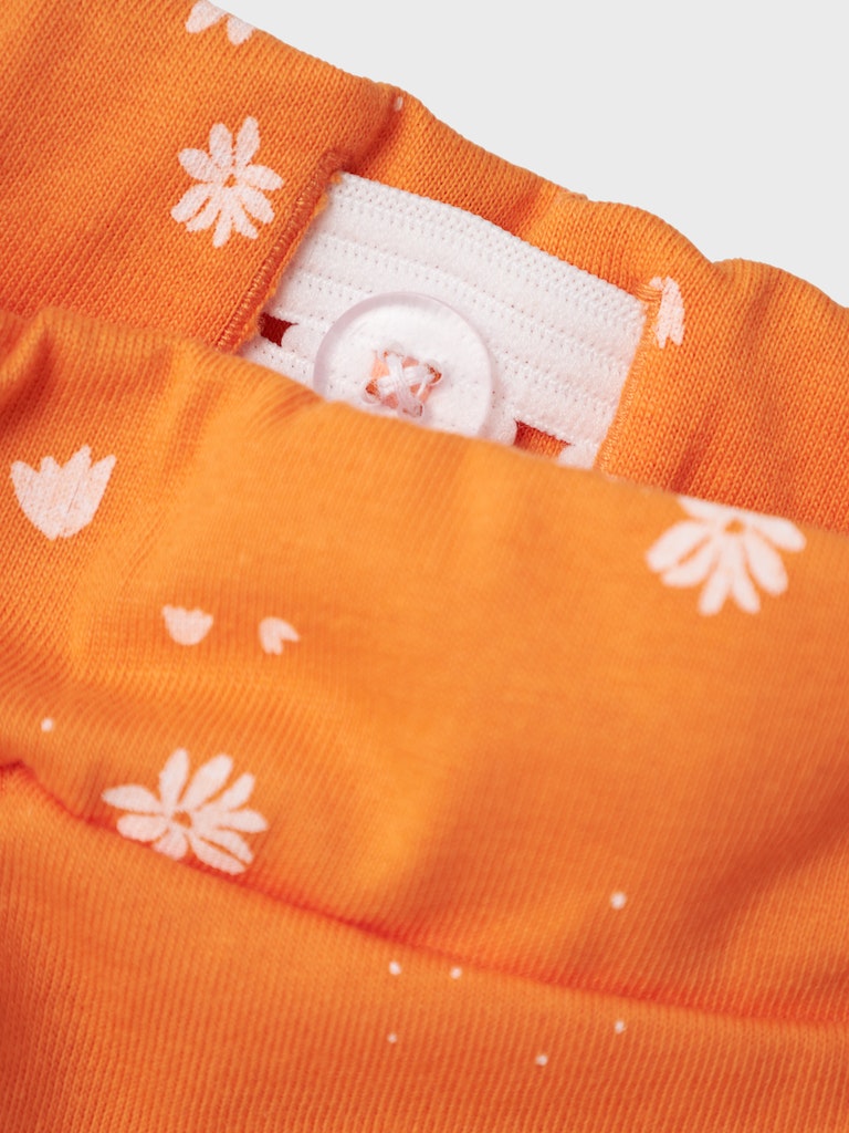 Name It Mini Girl Cotton Shorts - Orange/Navy