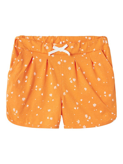 Name It Mini Girl Cotton Shorts - Orange/Navy