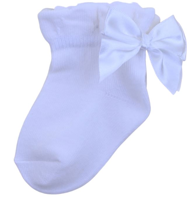 Baby Girl White Socks with Satin Bow