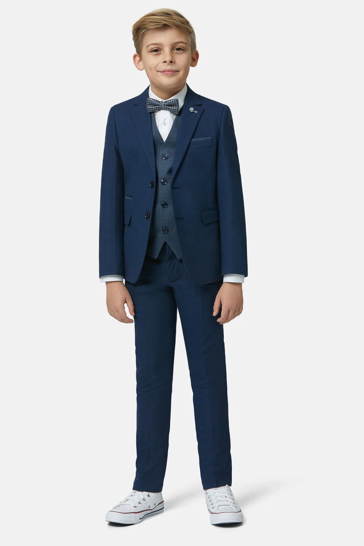 Benetti Boys 3-Piece RONNIE TEAL Suit with Shawl Lapel Waistcoat