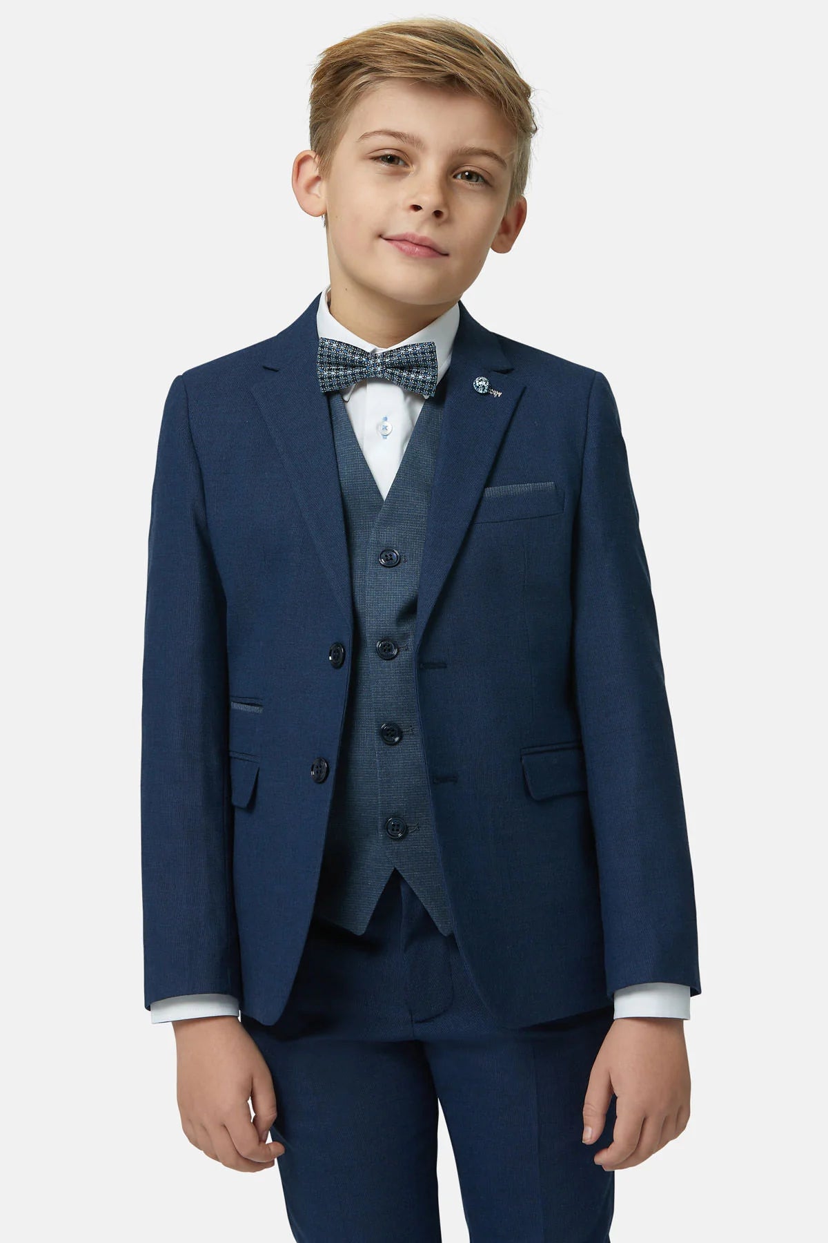 Benetti Boys 3-Piece RONNIE TEAL Suit with Shawl Lapel Waistcoat