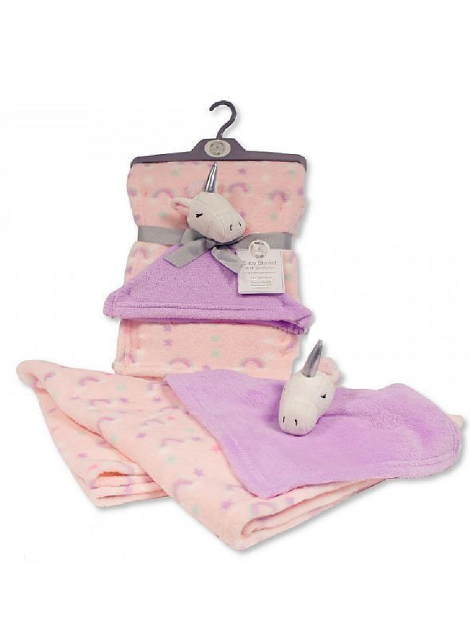 Fleece Baby Girl Blanket with Unicorn Comforter