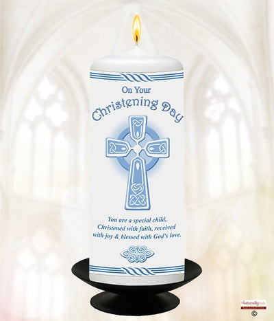 Celtic Cross Christening Candle - Naturally Irish