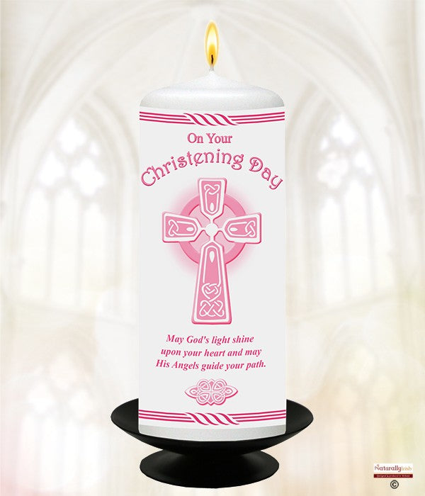 Celtic Cross Christening Candle - Naturally Irish