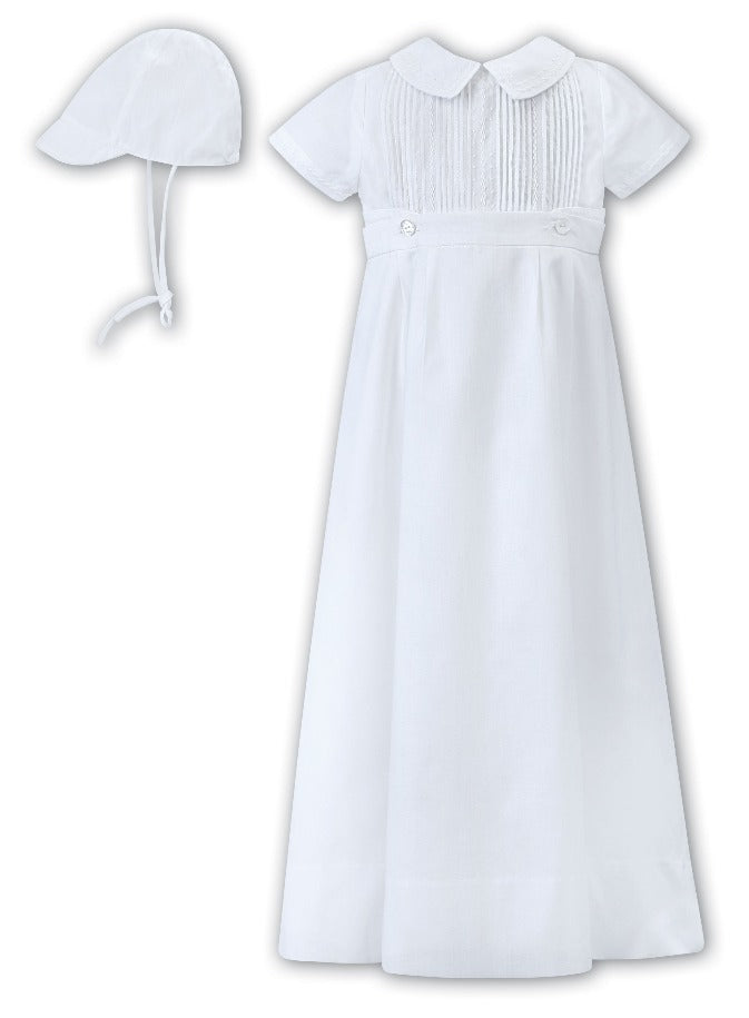 Boy's White Christening Romper with Detachable Gown by Sarah Louise