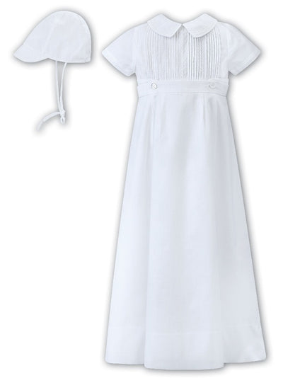 Boy's White Christening Romper with Detachable Gown by Sarah Louise