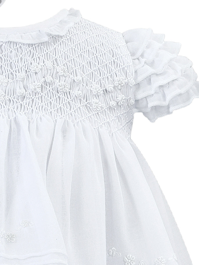 Sarah Louise Short Style Christening Dress with Matching Bonnet - 001198