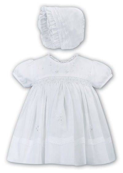 Sarah Louise Short Style Christening Dress with Matching Bonnet - 001199