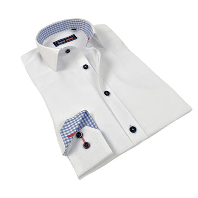 Boys White Shirt with Navy Buttons