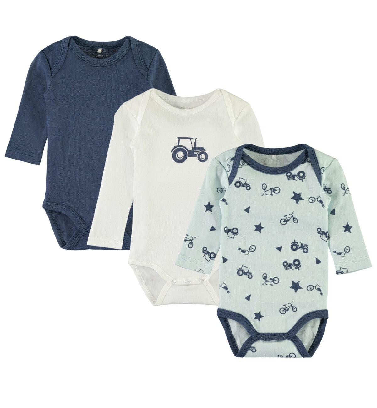 Name it Baby Boy 3-Pack Long Sleeved Cotton Bodysuits