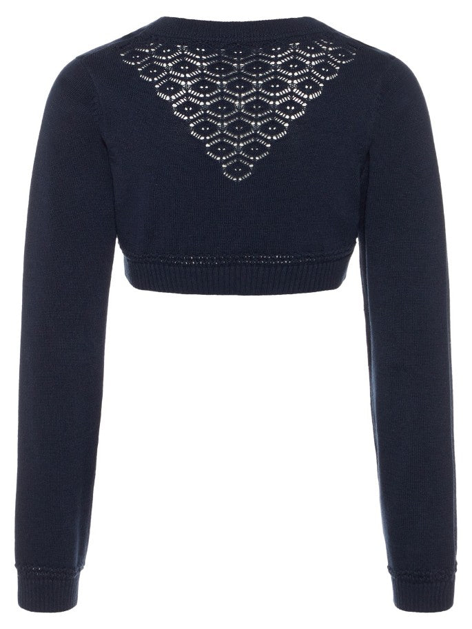 Name it Girls Solid Navy Knitted Bolero BACK