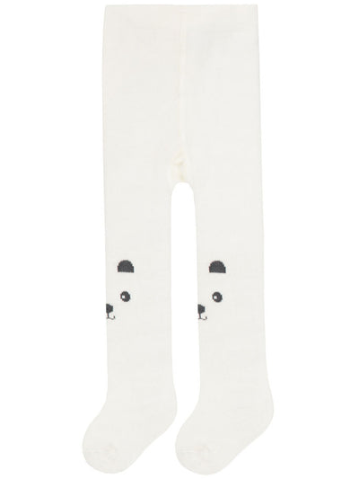 Name it Newborn Girl Bear Printed Tights in White FRONT