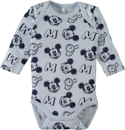 Name it Baby Boy 2-Pack Mickey Mouse Cotton Romper Bodysuits BLUE