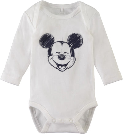 Name it Baby Boy 2-Pack Mickey Mouse Cotton Romper Bodysuits WHITE